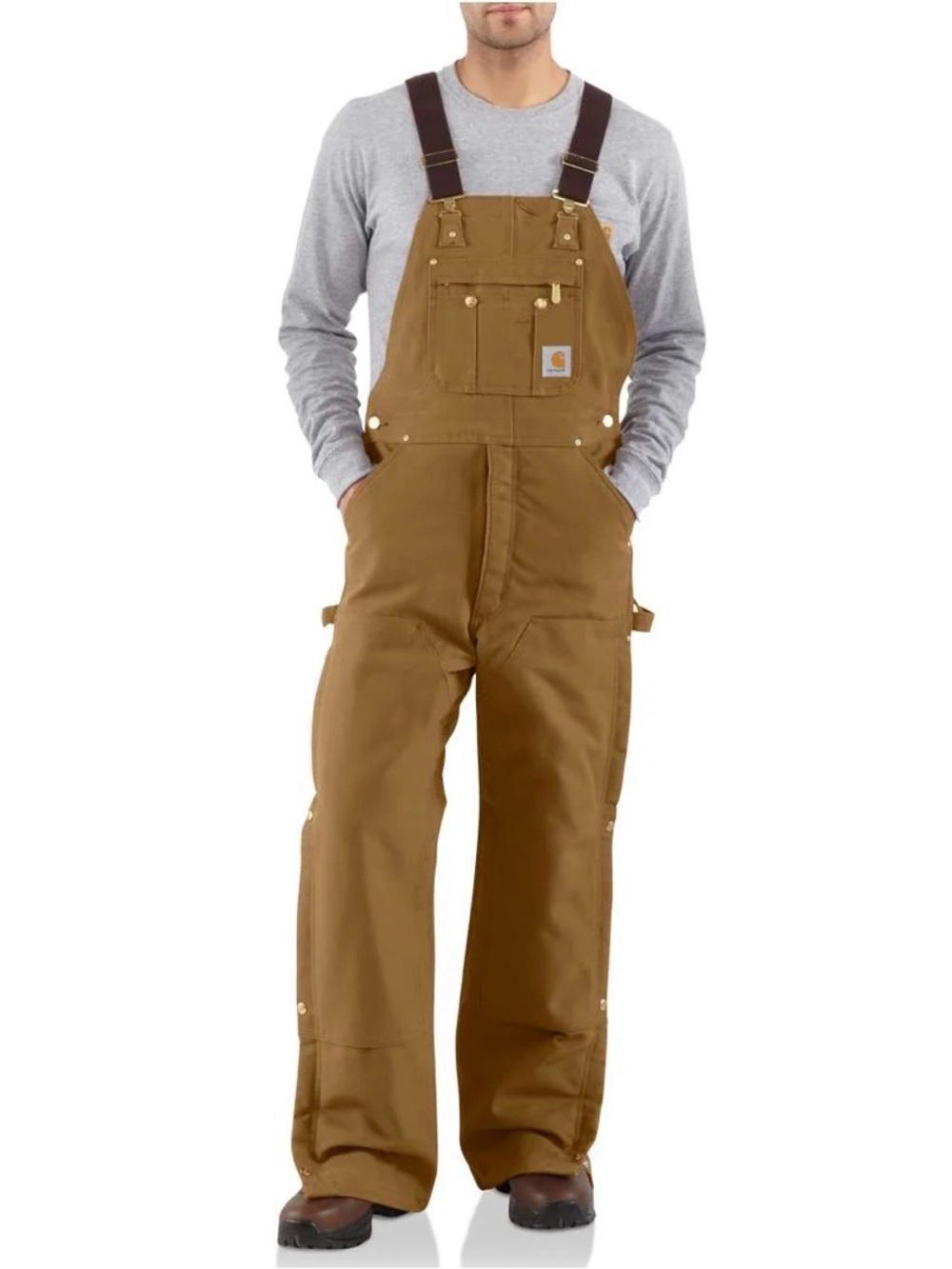 Carhartt R41 Loose Fit Firm Duck Insulated Bib Overall Brown 32x30